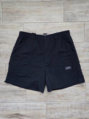 AFTCO Original Fishing Shorts Men Nylon Cargo Black Stretch Waist Outdoors 40